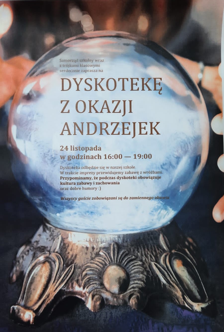Plakat informujący o dyskotece z okazji Andrzejek