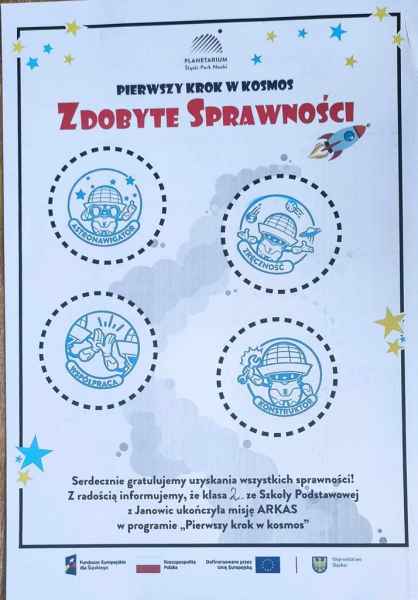 "Pierwszy Krok w Kosmos" klasy 2a