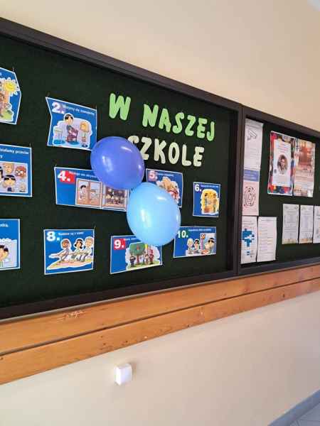 dekoracja korytarza szkoły - obchody Światowego dnia Świadomości Autyzmu